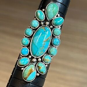 Mojave Turquoise and Silver 925 statement cluster ring